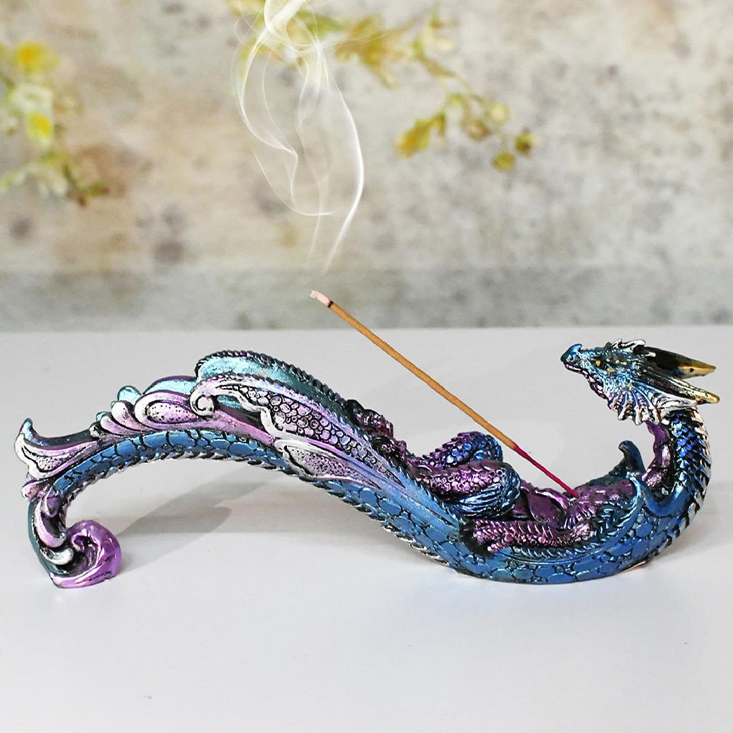 KalyZ@rts Dragon Statue Incense Burner, Incense Holder for Sticks, Incense Stick Holder, Incense Stick Stand for Home Decor (Blue Dragon)