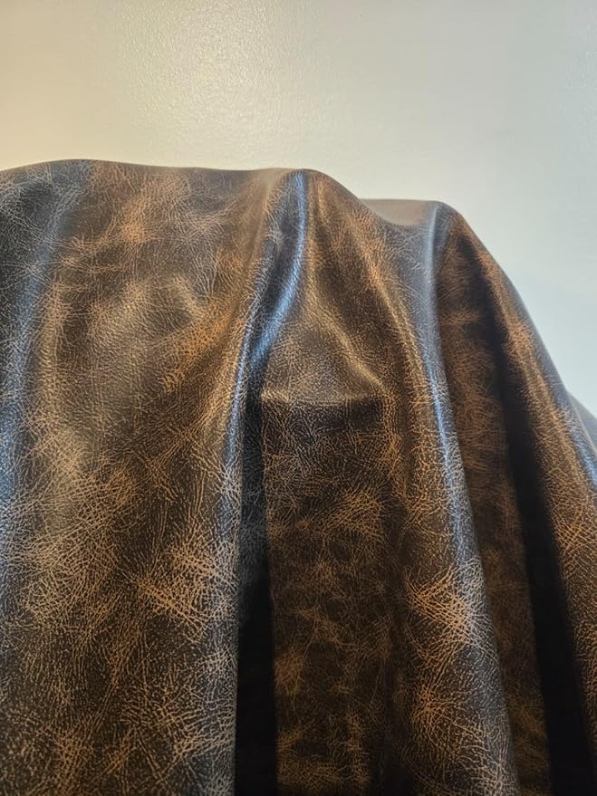 Brown Vintage Distressed Soft Faux Leather Fabric PU Peta Approved Vegan
