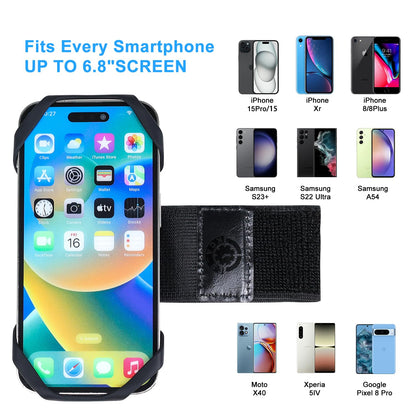Sweat-Proof Phone Holder Armband 360° Rotation - Universal Running Arm Band iPhone 17 16 15 14 13 12 11 Pro Max Samsung Galaxy S21 S20 - Water Resistant Sports Holder Fits Smartphones 4-7 Inch Gym