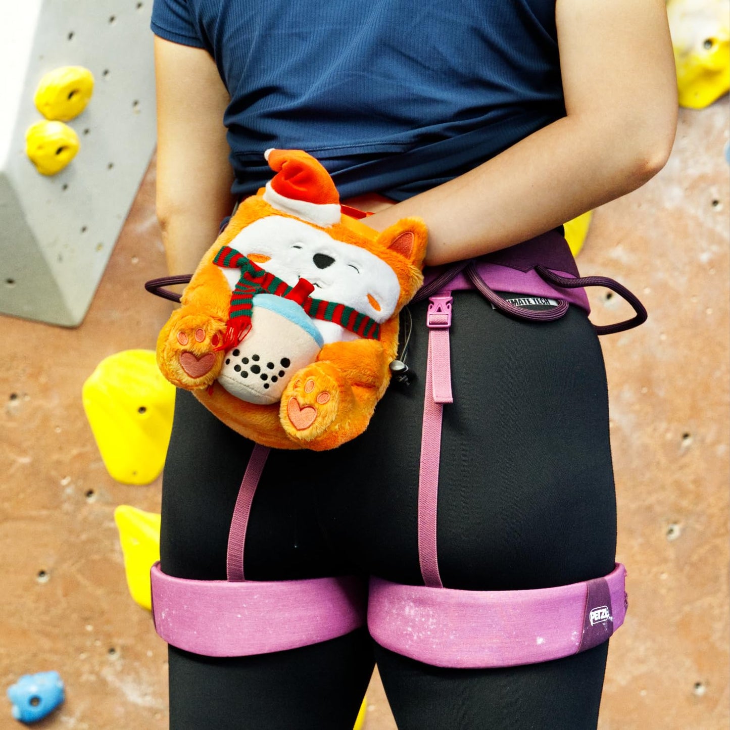 Rock Climbing Chalk Bag + Refillable Ball – Boba Dog Plush Animal Bag (Christmas Bag + Chalk) | Christmas | Santa