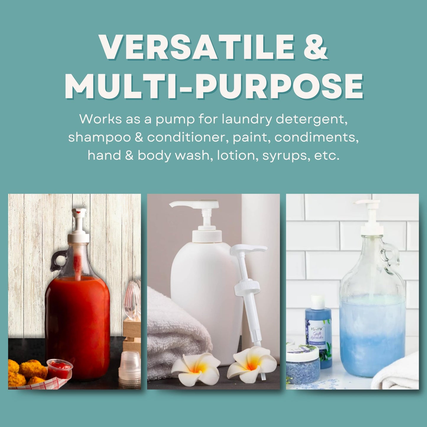 Gallon Pump Dispenser | for Plastic or Glass Bottles | Heavy-Duty Leak Proof for Commercial and Household Use | Pump for Gallon Jug | Non-BPA Plastic (Pack of 2)