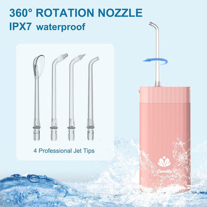 Portable Water Flosser for Teeth,Travel Water Flosser Picks,Mini Cordless Oral Irrigator Rechargeable Power Dental with Telescopic Water Tank, IPX7 Wateroproof for Brace & Sensitive Teeth Care,Black