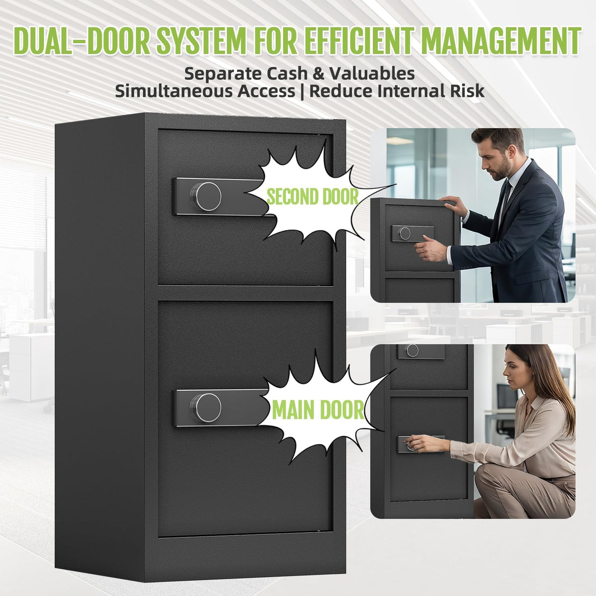 8.6 CuFt Safe Box, Large Safe for Home Office, Heavy Duty Safe with Digital Lock & Keypad, Document Safe with Hidden Compartment, Adjustable Shelf, Anti-Theft Alarm, Fireproof and Waterproof Bag