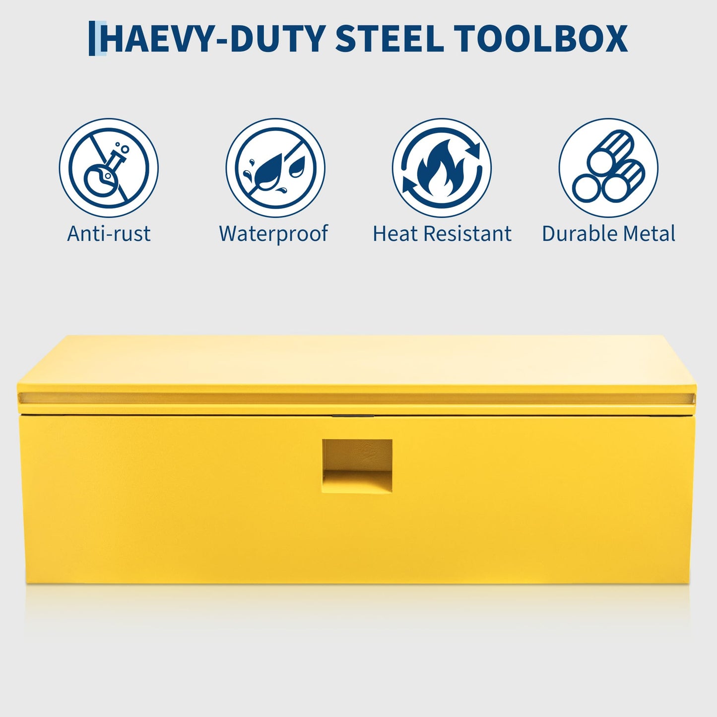 ExploreHorizon Industrial Steel Truck Tool Box w/Gas-Shock Lid, Pry-Resistant Security & Weatherproofing Toolbox Organizer Chest Fits Pickup, Truck Bed, RV, Trailer