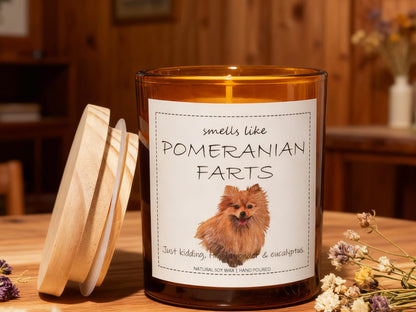 Pomeranian Gifts & Decor, Dog Mom Gift for Women, Smells Like Pomeranian Farts Candle - Lavender & Eucalyptus, Crafted by Natural Soy Wax & Natural Essential Oils