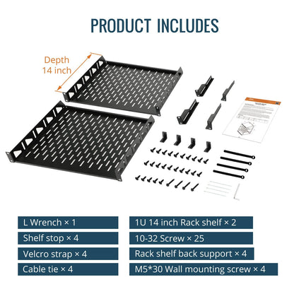 Tecmojo 20U Open Frame Network Rack for IT & AV Gear, AV Rack Floor Standing or Wall Mounted,with 2 PCS 1U Rack Shelves & Mounting Hardware,Network Rack for 19" Networking,Audio and Video Device