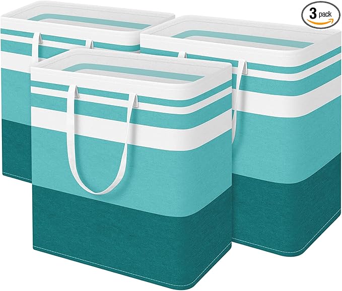 BlissTotes 3-Pack Laundry Basket, Freestanding＆Waterproof Laundry Hamper