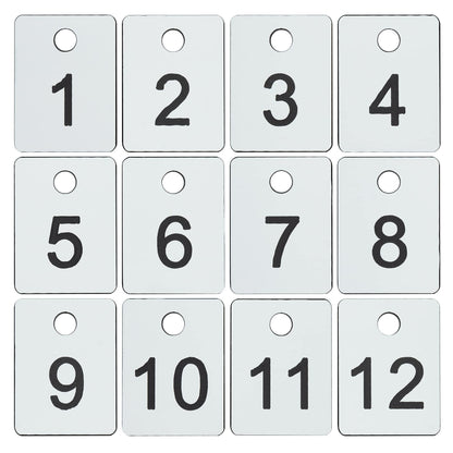 StayMax Plastic Numbered Tags Rectangle Key Number Tags Number Disc with Hole (1-100, White)