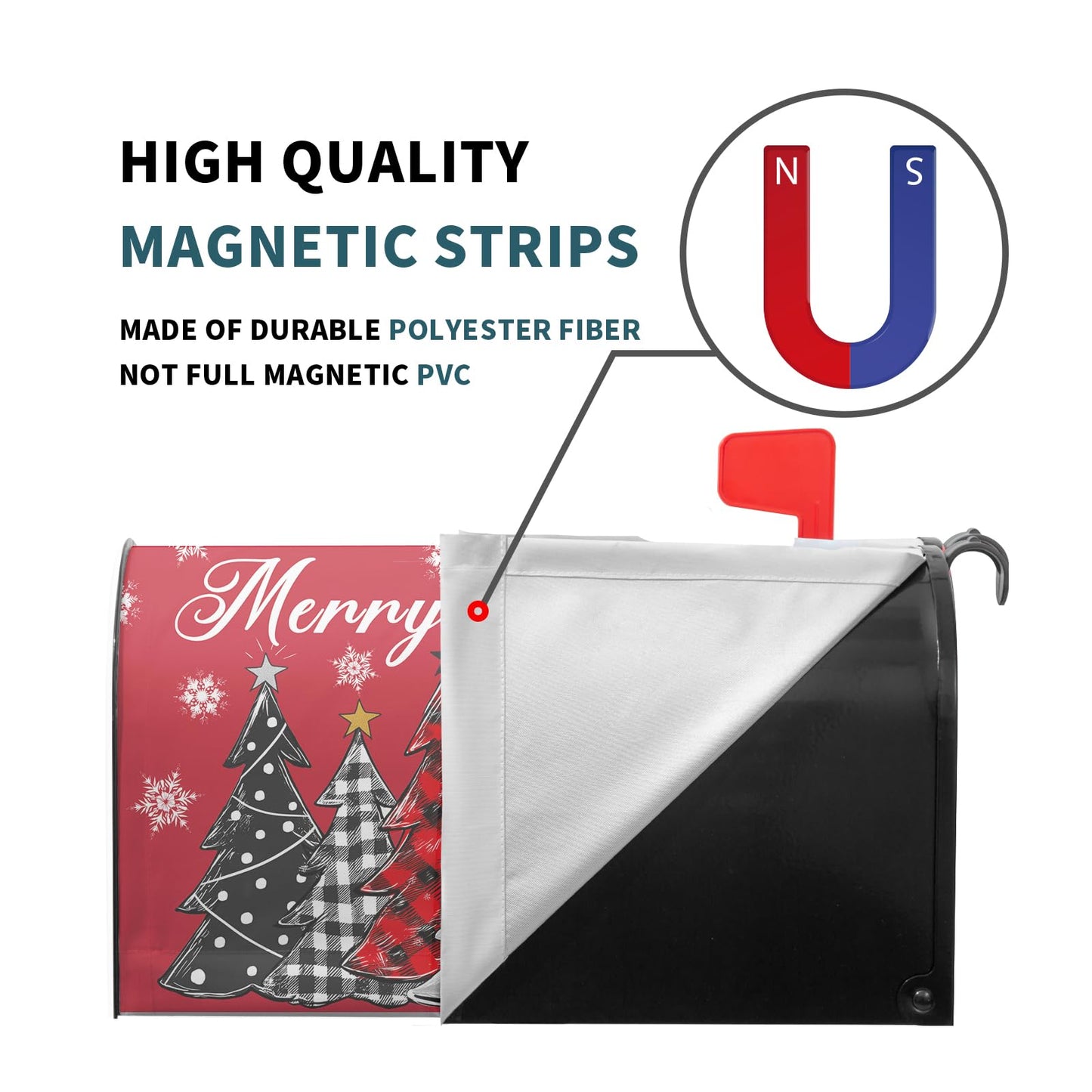 Harooni Merry Christmas Mailbox Covers Magnetic Standard Size 25.5" X 21" Christmas Tree Snowflake Mailbox Wraps Letter Post Box Cover for Home Garden Outdoor Yard