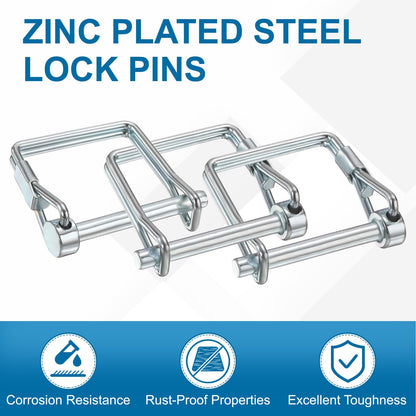 PATIKIL 4 Pcs Trailer Coupler Pins, 3/8" x 1.8" (10mm x 45mm) Safety Wire Lock Hitch Pin Arch Shaft Spring Locking Clip Square with Loop for Farm Trailers Lawn Garden Wagons