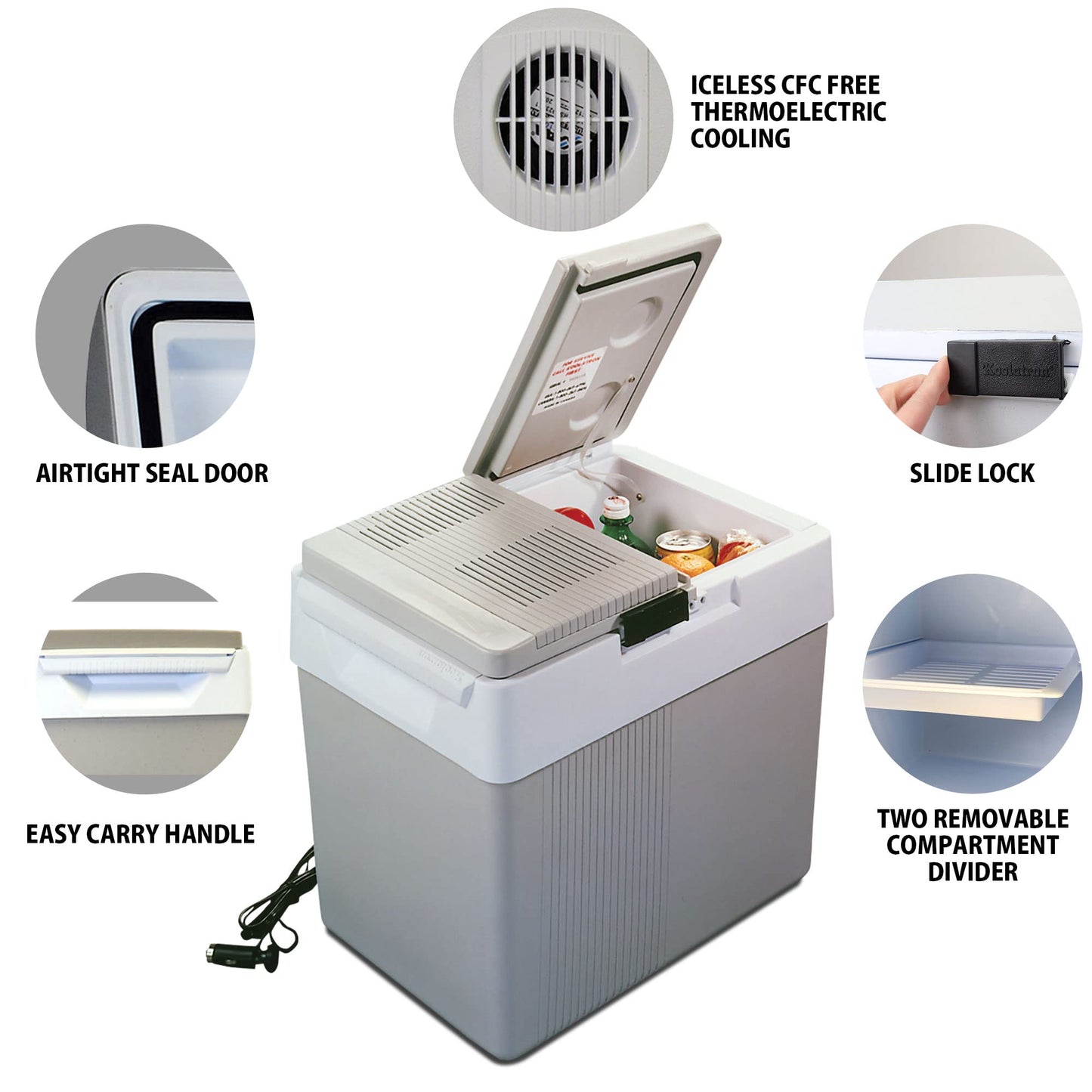 Koolatron 12V Iceless Cooler & Warmer – Portable 33 qt Electric Cooler/Nevera Portátil Eléctrica for Car Truck Camper Boat Hard Sided Mini Fridge for Camping Picnic Travel Lunch Food Drinks Office