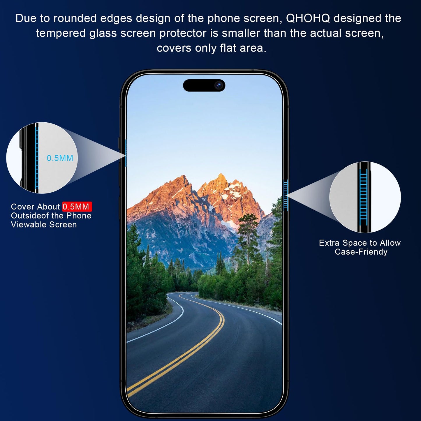 QHOHQ 3 Pack Screen Protector for iPhone 14 Pro 6.1 Inch with 3 Pack Tempered Glass Camera Lens Protector, Ultra HD, 9H Hardness, Scratch Resistant, Case Friendly