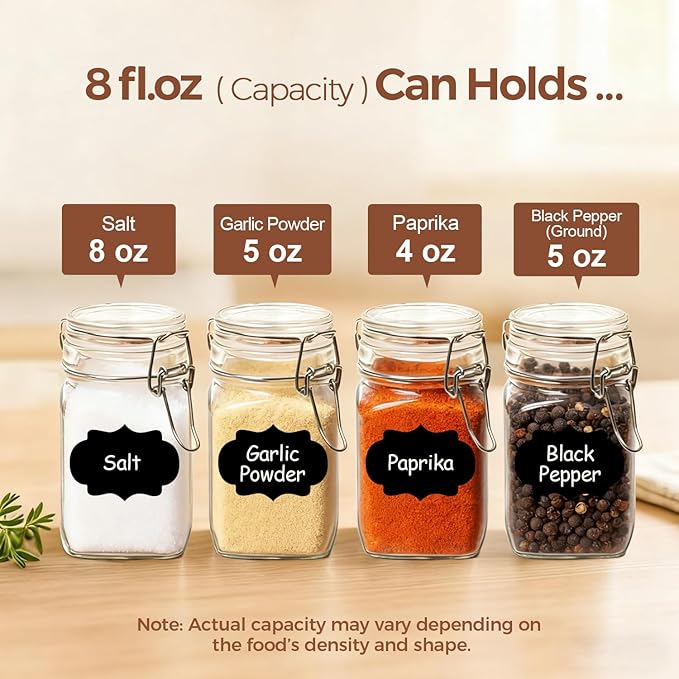 ComSaf Small Glass Jars with Airtight Lid Set of 12, Spice Jars 8 oz, Mason Jar