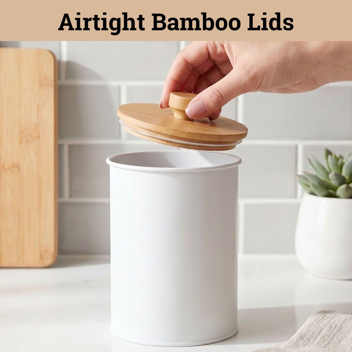 Kitchen Canisters for Countertop Set of 4 with Customizable Chalkboard Labels & Marker Pen - Big Iron Kitchen Canisters with Airtight Lids - White Canister Set - Flour and Sugar Containers Farmhouse