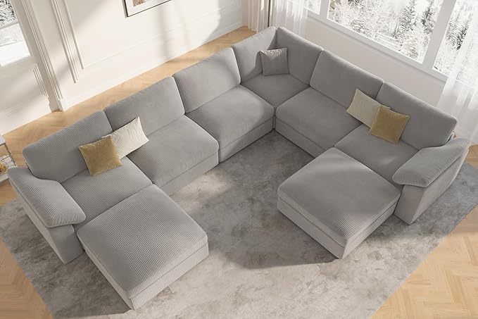 EASE MOOSE Oversized Sectional Modular Sofa, Large U Shape Sectional Couch Wide