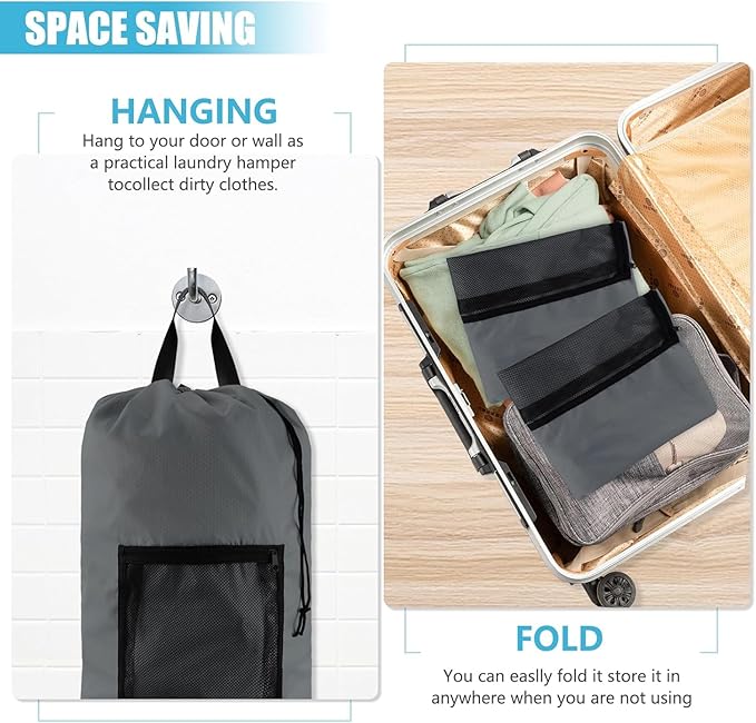 Laundry Bag Backpack with Shoulder Straps and Mesh Pocket Laundry Backpack