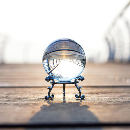2.3in Sparkling Clear Crystal Ball with Stand 60mm Handcrafted Photography Prop for Magical Shots Elegant Home & Party Decor for Women