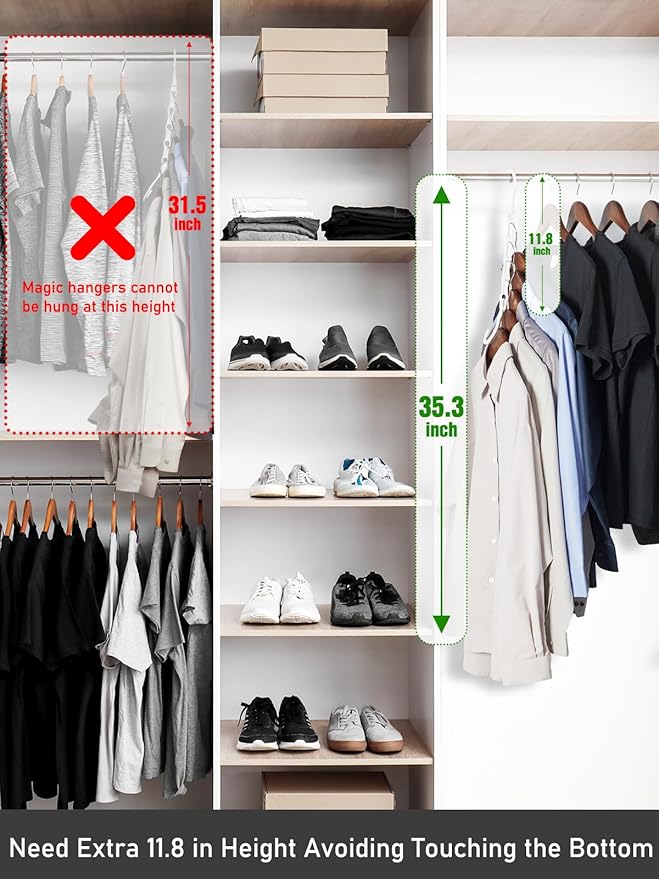 HOUSE DAY White Magic Space Saving Hangers, Premium Smart Hanger Hooks
