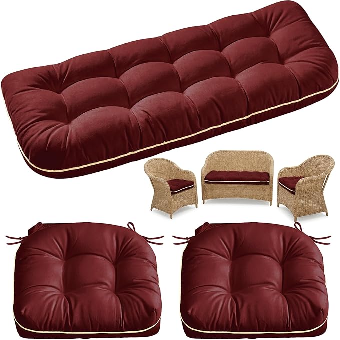 1 MIDDLE ONE Wicker Chair Cushions 3 Pieces Set