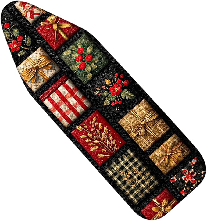 Nuxovilar Ironing Board Cover Winter Gift Boxes Pattern Polyester 15x54 Inches