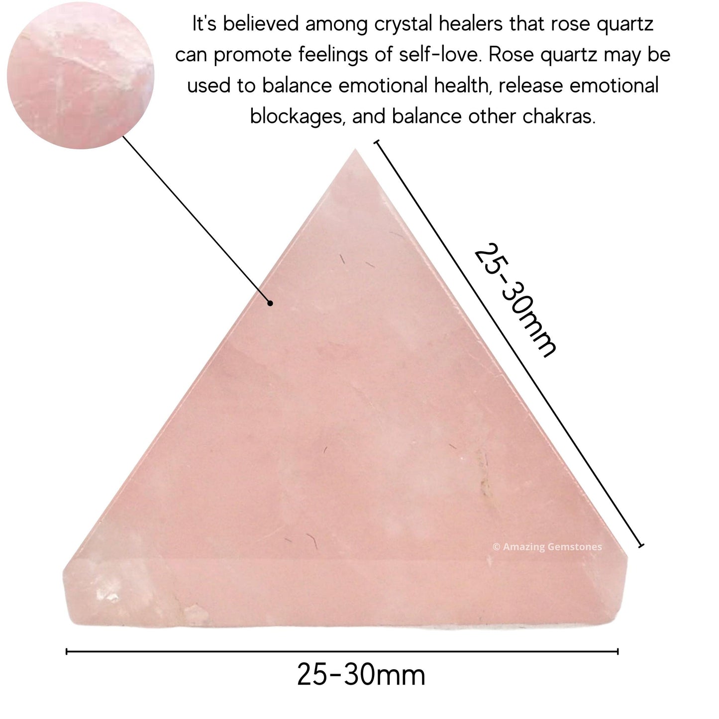 Amazing Gemstone Rose Quartz Pyramid Crystal Healing Stones - 1" Great Pyramid Figurine of Natural Stone Pyramid for Meditation, Reiki, Chakra Balancing and Crystal Pyramids Grid