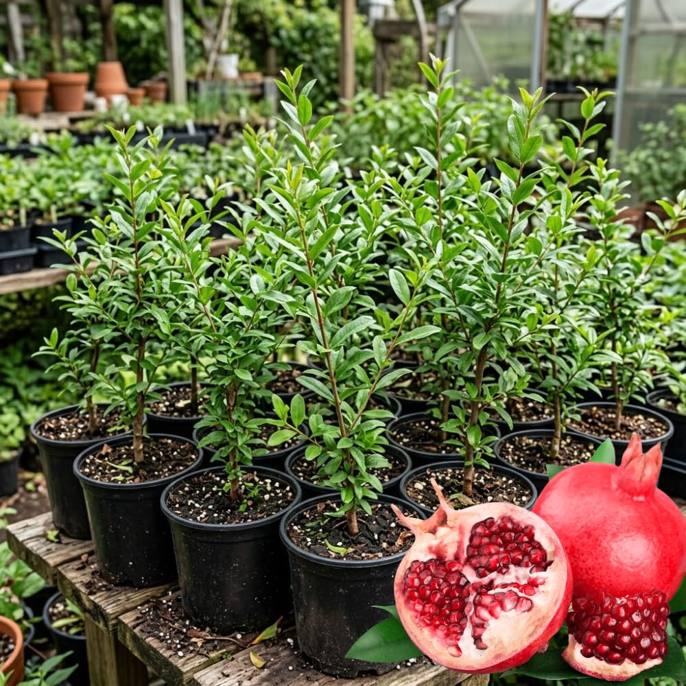 Sweet Pomegranate Live Plant, Pomegranate Tree in 3 Gallon Pot, Red Fruit Tree from 2-3 Feet Tall for Home Garden, No Ship to CA