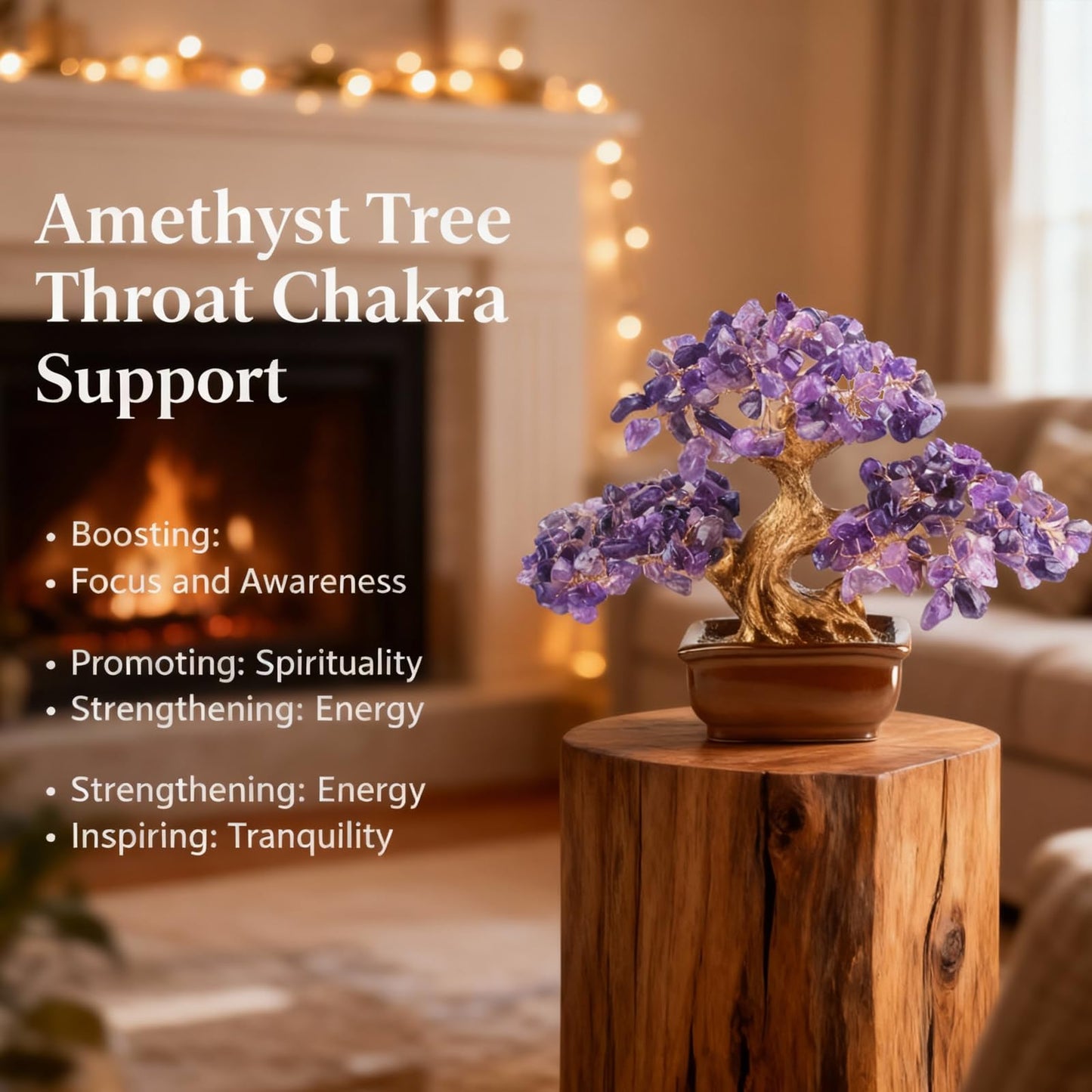 MASGEMES Amethyst Crystal Tree Bonsai – Handmade Tree of Life with Natural Amethyst Gemstones – Feng Shui Money Tree Chakra Healing, Spiritual Growth & Positive Energy Decor Gift 6 Inches