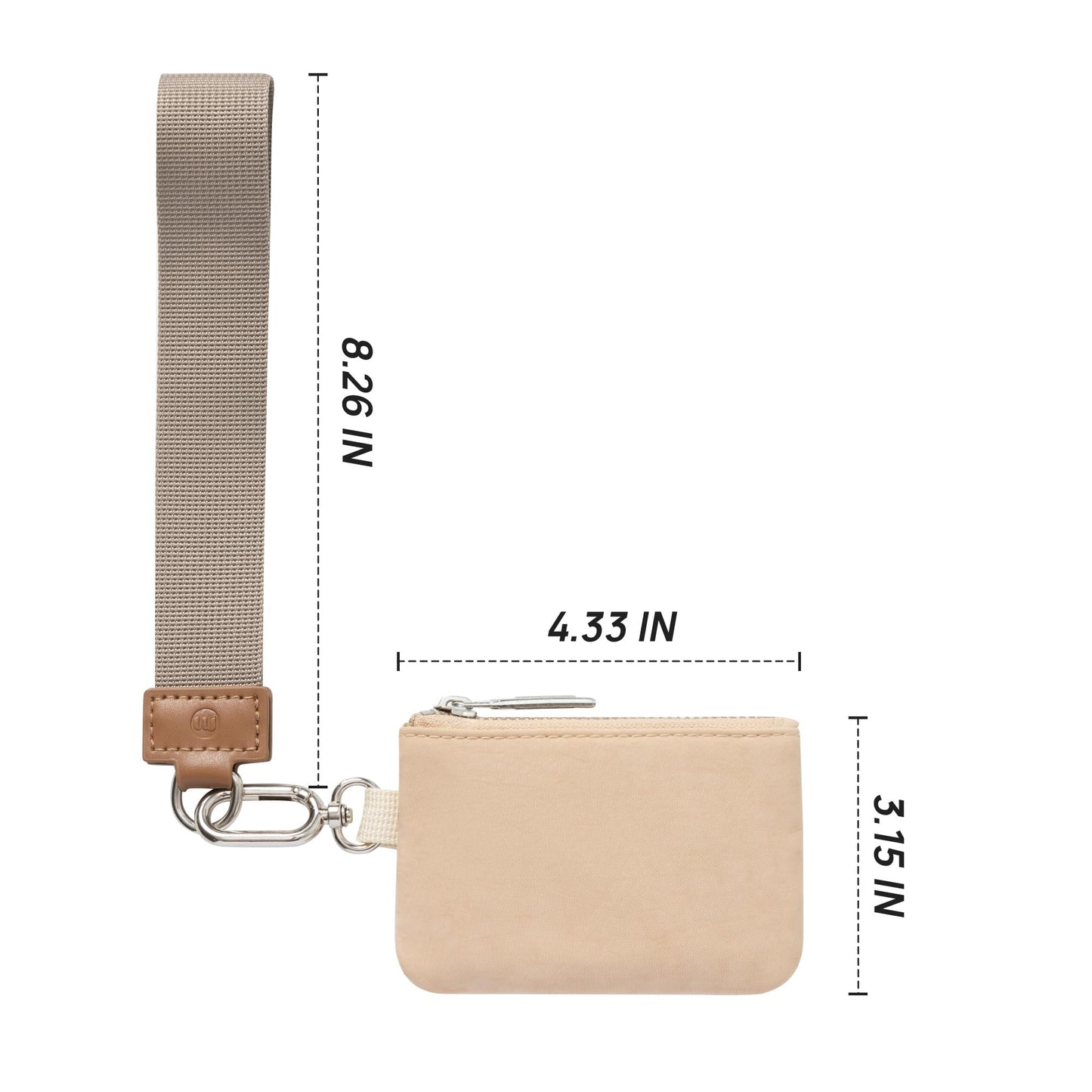 Mini Zip Around Wristlet Keychain Wallet for Women Dual Pouch Wristlet Portable Wallet Coin Purse Mini Women Coin Pocket, Khaki+Brown