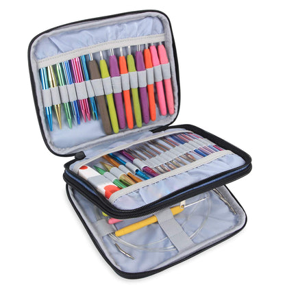 Teamoy Organiser Case for Interchangeable Circular Needles, Ergonomic Crochet hooks, Aluminum Crochet Hooks, Crochet Accessories and More - NO Accessories Included, Blue