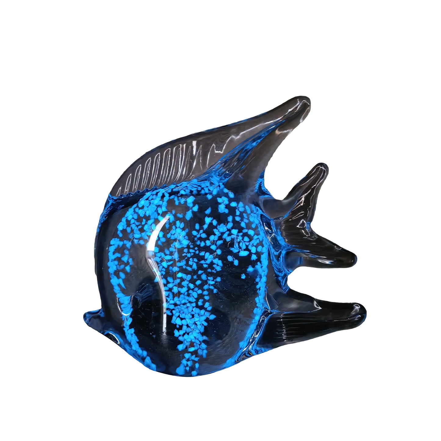 Beachcombers Large Luminous Glass Fish Figurine, 6.75-Inch, Clear