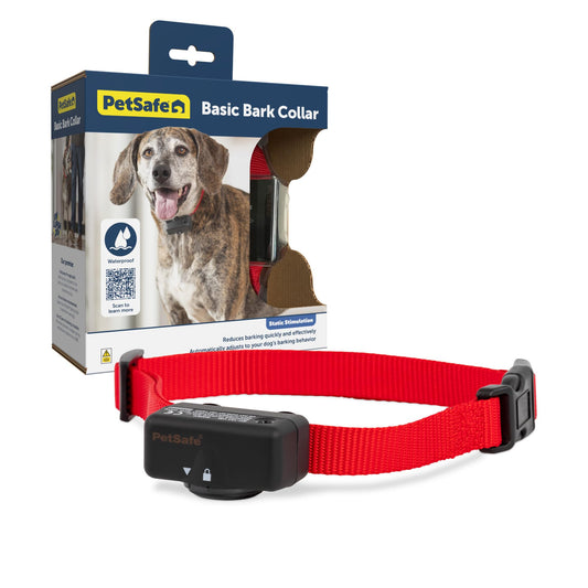 PetSafe Basic Bark Control Collar for Dogs 8 lb. and Up, Anti-Bark Training Device, Breeds, Waterproof, Static Correction, Canine - Automatic Dog Training Collar to Decrease Barking