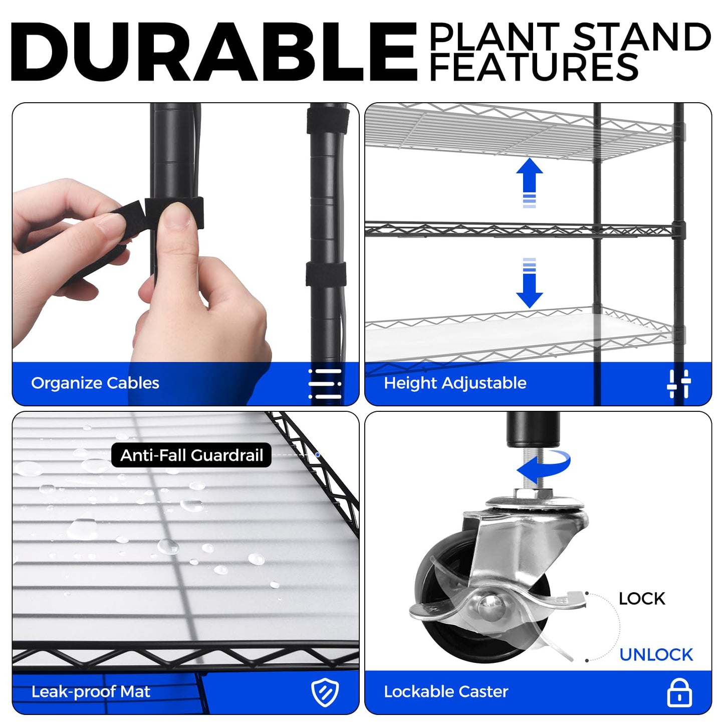 CX91 5-Tier Plant Stand with Grow Lights for Indoor Plants, Metal Plant Shelf Display Rack with 1.6FT 25W(Per Light) Full Spectrum Plant Lights for Indoor, Balcony, Living Room, 23.6x13.8x59IN