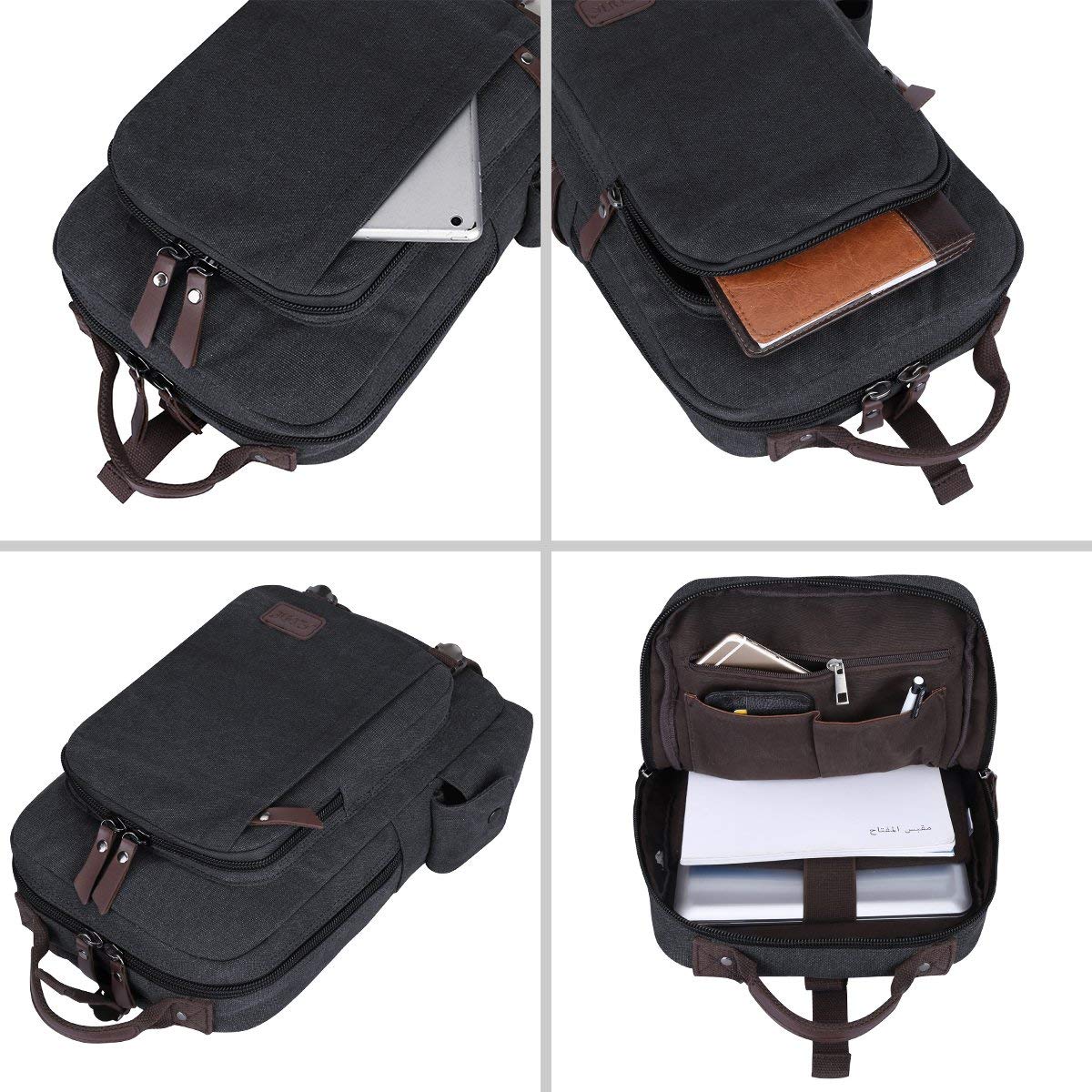 S-ZONE Sling Backpack for Men with Chest Pocket 13" Shoulder Bag Shoulder Bag Shoulder Bag Backpack, dark grey, M, One size