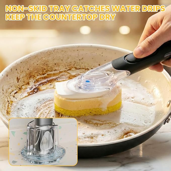 Soap Dispensing Replacement Dish Brush Storage Set