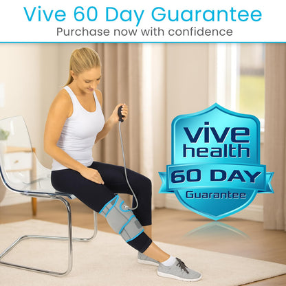 Vive Compression Knee Ice Wrap - Reusable Brace with Air Pump - Hot/Cold Therapy for Men, Women, Pain Relief, Swelling and Recovery Support - Adjustable and Inflatable Pack for Sports Injury Sprains