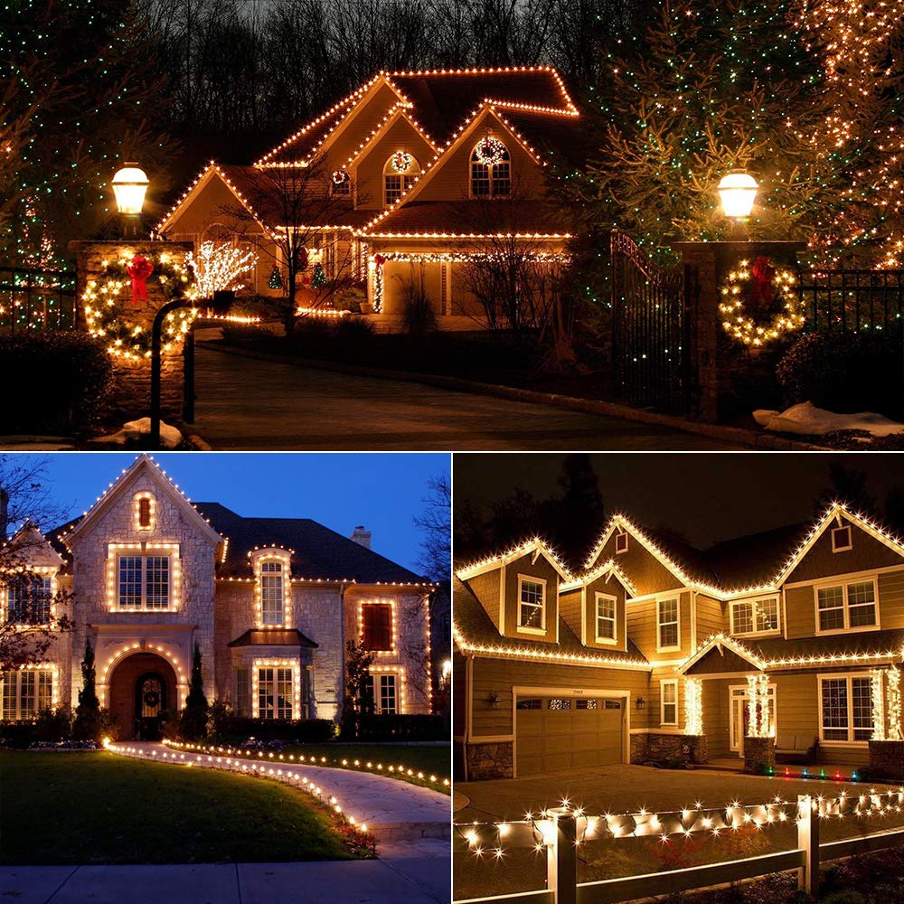 Brizled Christmas Lights Warm White, 33ft 100 LED C5 Faceted Christmas String Lights, 120V UL Certified Xmas Light Connectable Xmas Tree Light Indoor Outdoor for Home Tree Holiday Wedding Patio Decor