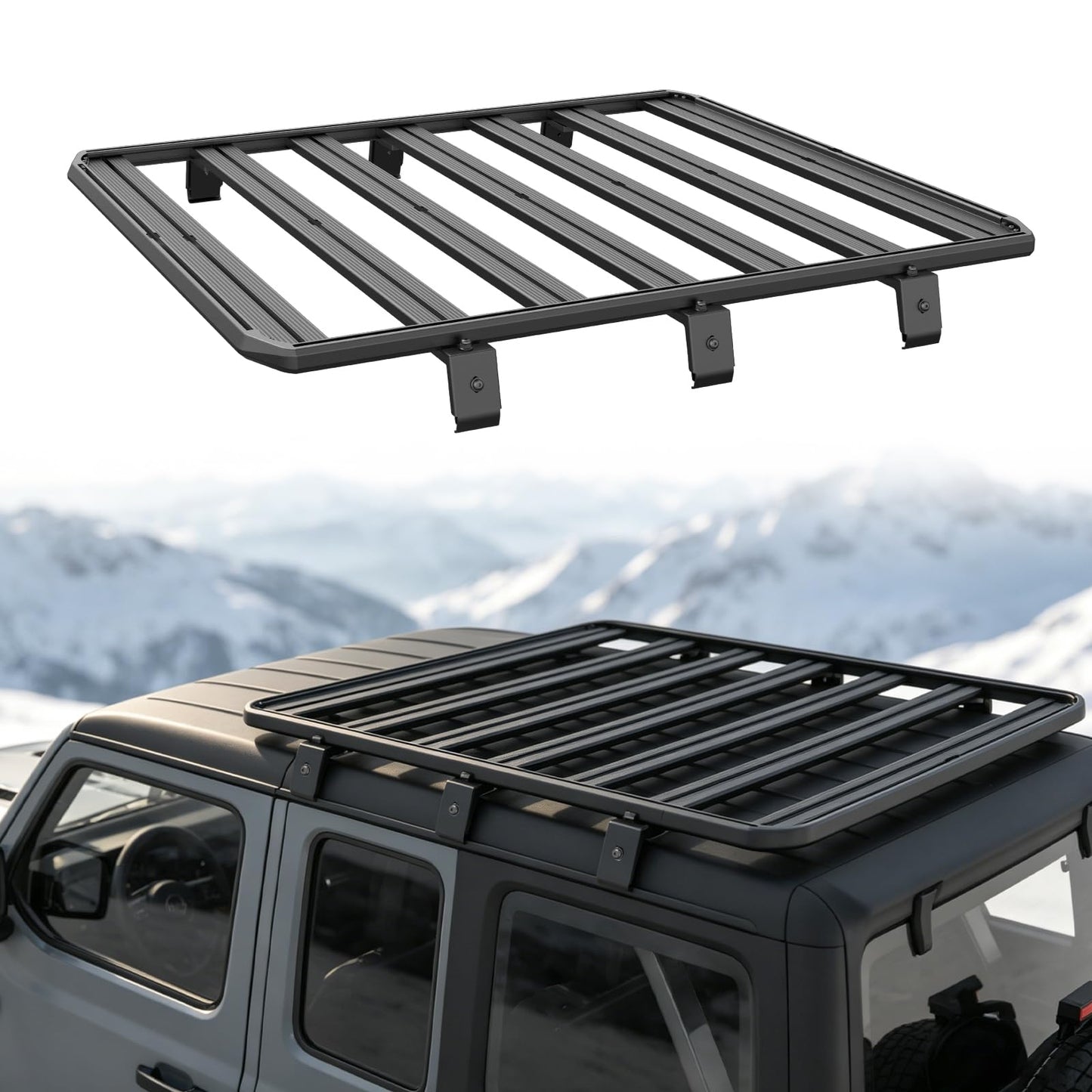 Trumgeta Roof Rack Platform Fit for Jeep Wrangler JL 2018-2026, 56" x 82" All Aluminum Rooftop Cargo Rack with T-Slot System, 1000 lbs Static Load, Overland Rack for Rooftop Tent Camping Gear