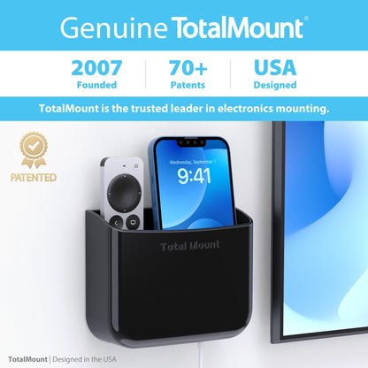 TotalMount Hole-Free Remote Holder – Eliminates Need to Drill Holes in Your Wall (for 2 or 3 Remote Controls – Black – Quantity 1)