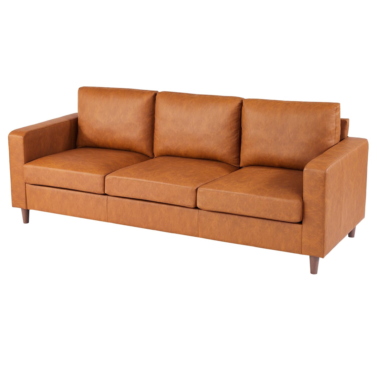 IDEALHOUSE Leather Couch 83 inch, Modern Sofa 3 Seater with Deep Seat & Padded Backrest, Faux Leather Couch with Armrests for Living Room, Bedroom, Office