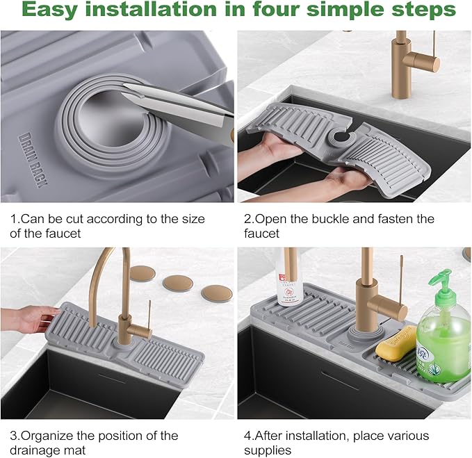 Kingmall Faucet Mat for Kitchen Sink, Premium Silicone Splash Guard