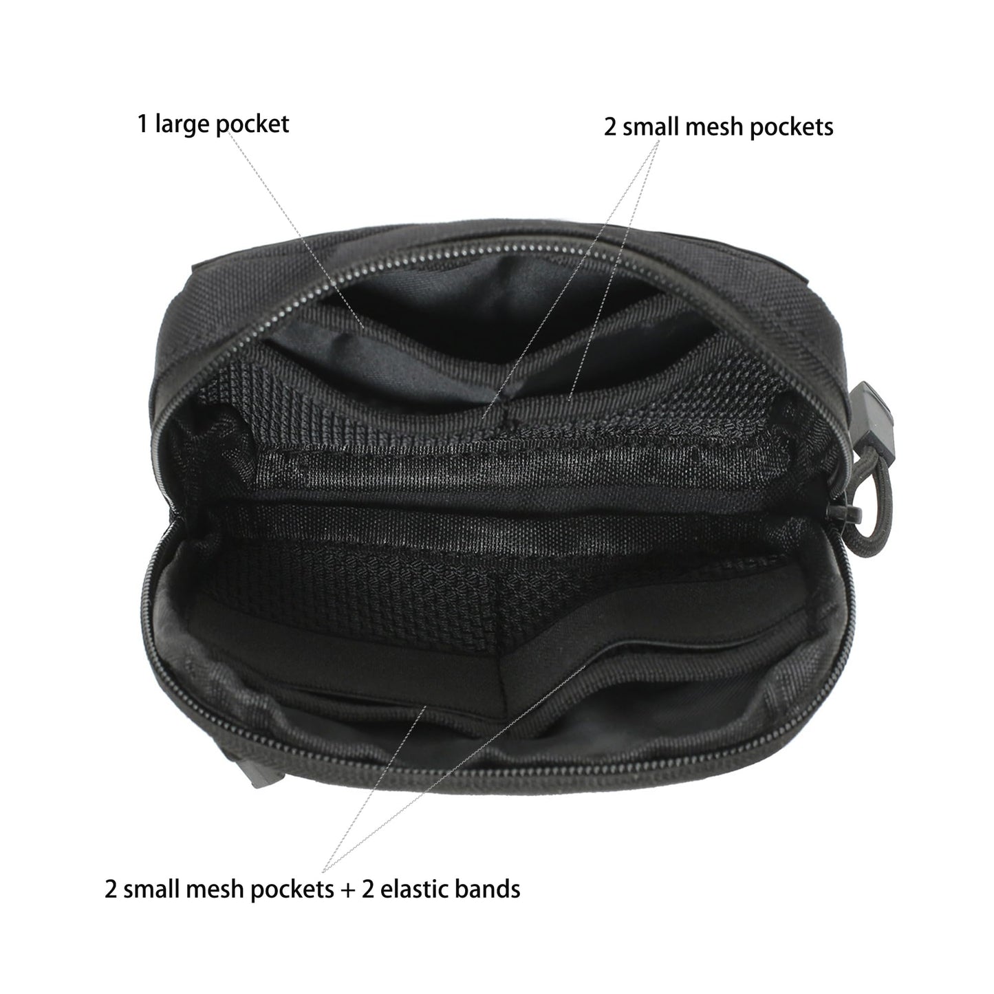 Mini Heavy Duty Tactical Belt Pouch for Men - Small Molle Pouch,Tactical Admin Pouch Compact EDC Utility Gadget Gear Pouches for Traveling, Hiking (Black-1 Pack)