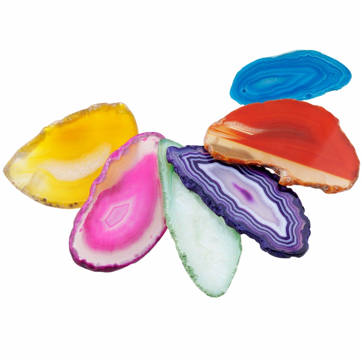 SUNYIK Top Drilled Agate Quartz Slice,Irregular Shapes,Assorted Random Color,Pack of 10