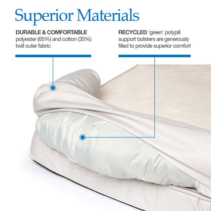 PetFusion Dog Bed Large Dog Sofa Washable Memory Foam Pet Bed Ultimate Bed for Dogs Removable Cover Comfortable Soft Bed with Bolster For Medium and Large Dogs - Sandstone - Large (91 x 71 x 23cm)