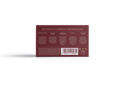 Mystic Moments | Winter Fragrance Oil Gift Starter Pack 5x10ml | Frankincense, Mulled Wine, Orange & Cinnamon, Vanilla, Yuletide Spice | Perfect as a Gift
