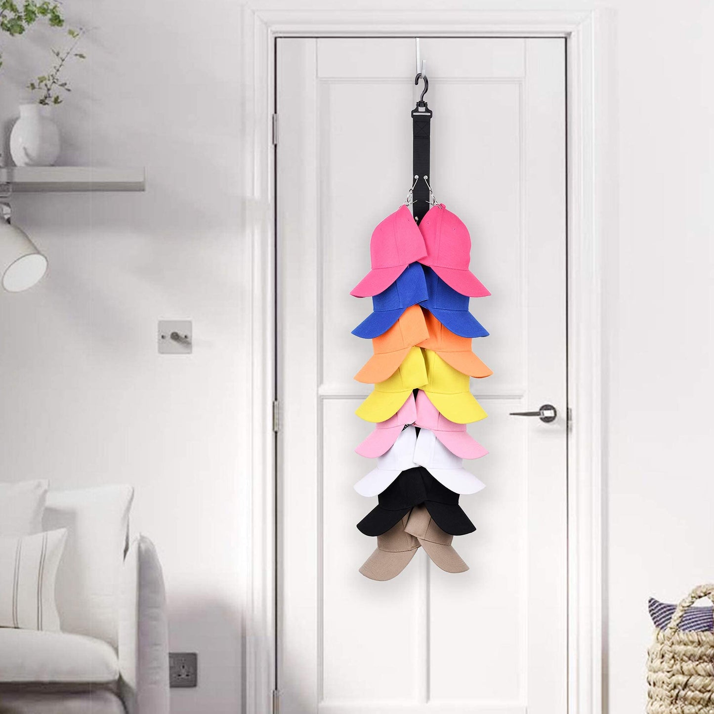 Closet Hanging Cap Organizer, 16 Baseball Cap Rack, Closet Hook Cap Holder Hat Storage Organizer - Keep Hats Cleaner Than a Hat Rack (1 Pack)