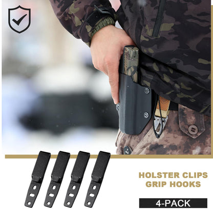 4-Pack Holster Belt Clips Knife Belt Clip Hardware with Screws Adjustable Kydex Holster Molle Adapter with Mounting Hardware 3 Hole Tactical Black for Outdoor Activity