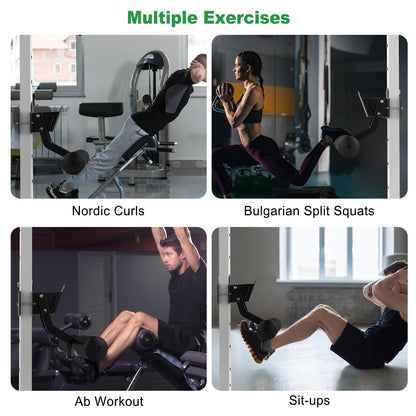 SELEWARE Nordic Hamstring Curl Squat Rack Attachment for 2x2 Power Rack with 5/8" or 1" Hole - Adjustable Leg Hold Down Attachment with Leather Surface for Home Gym Workouts