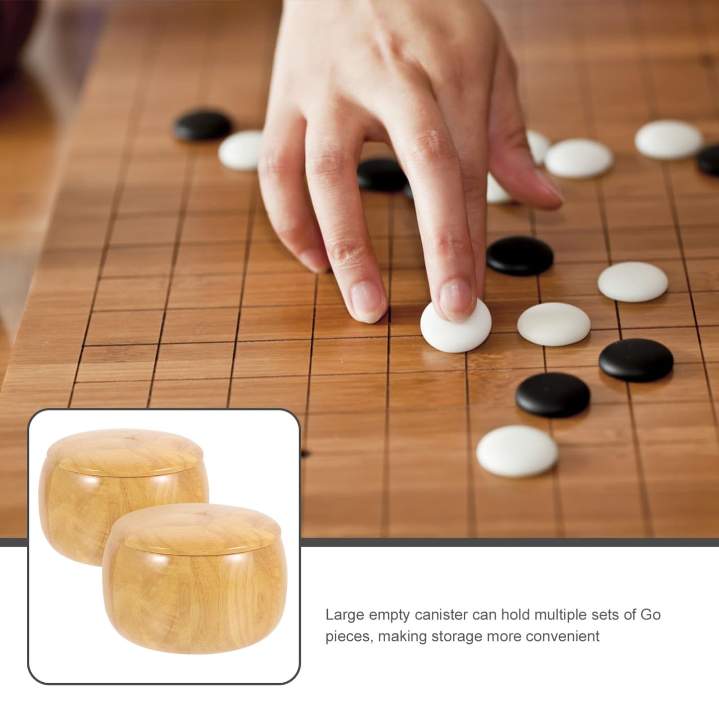2pcs Go Chess Pieces Storage Wooden Chess Pieces Bowl Lid Go Jar Storage Container Pot