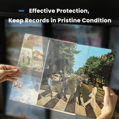 POJSIO 12 Inch Vinyl Record Sleeves Outer,50 x Record Sleeves 12 Inch | 3 Mils Thick | Crystal Clear High-Density Polypropylene Plastic Vinyl Protective Album Cover for Single Double LPs