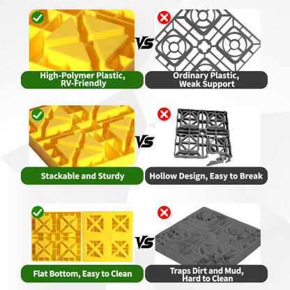 Keltrion 12 Pack Camper/RV Leveling Blocks Suitable for 4 Wheels Interlocking and Anti-Slip Design with Carrying Bag Heavy-Duty for Camper Travel Trailer Yellow